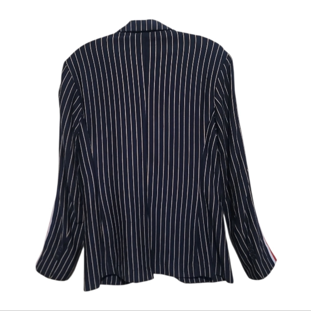 Zara Men Blue White Tan Stripe Blazer W/Pockets Size Small - Picture 2 of 7